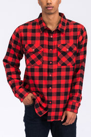 Men's Regular Fit Checkered Flannel Long Sleeve Shirt