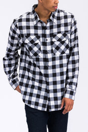 Men's Regular Fit Checkered Flannel Long Sleeve Shirt