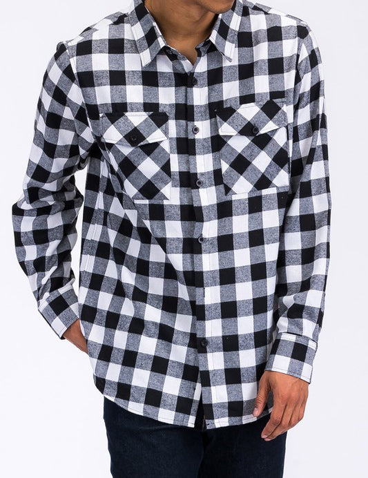 Men's Regular Fit Checkered Flannel Long Sleeve Shirt