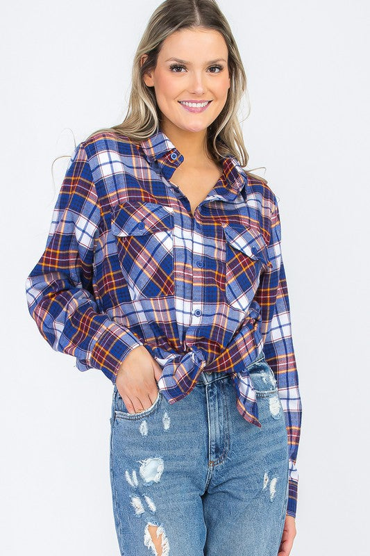 Women's Oversized Plaid Flannel Shirt