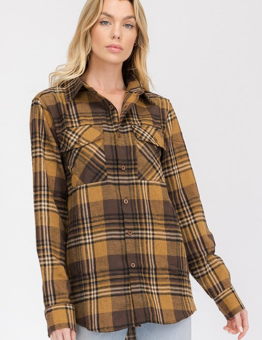 Women's Oversized Plaid Flannel Shirt