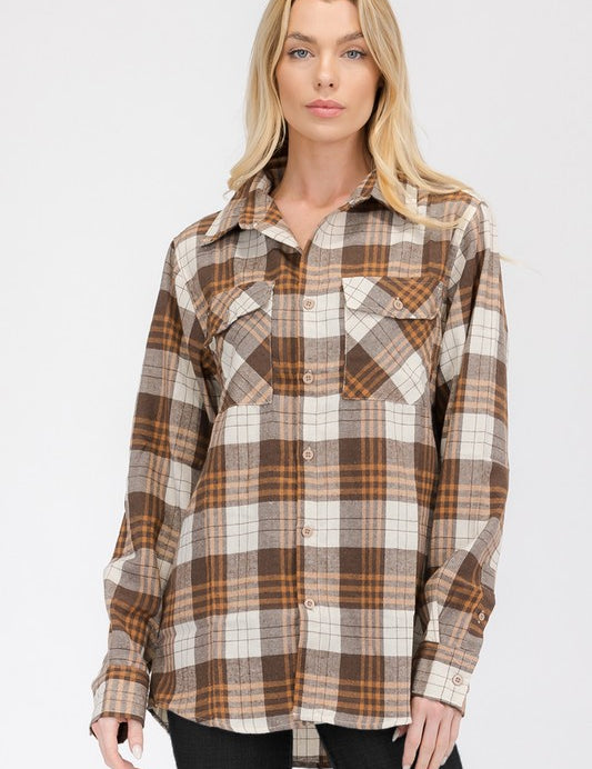 Women's Oversized Plaid Flannel Shirt