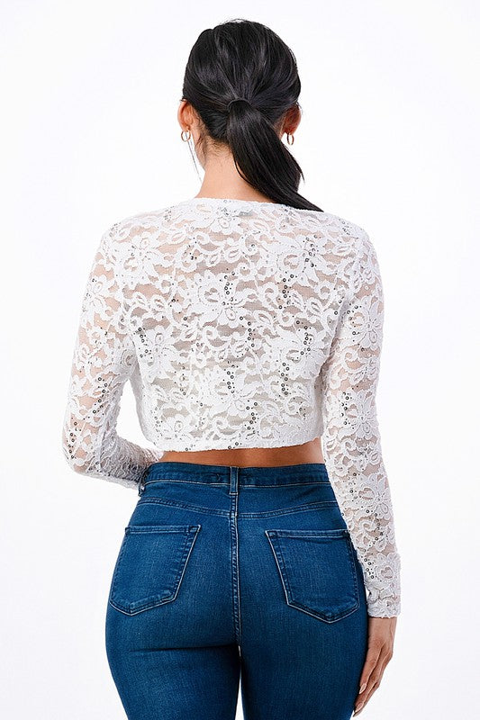 Women's Long Sleeve Lace Evening Bolero Jacket