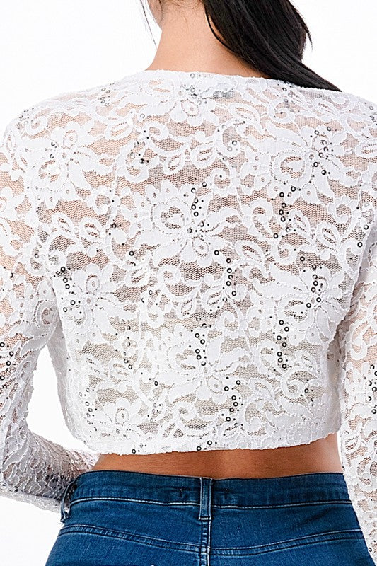 Women's Long Sleeve Lace Evening Bolero Jacket