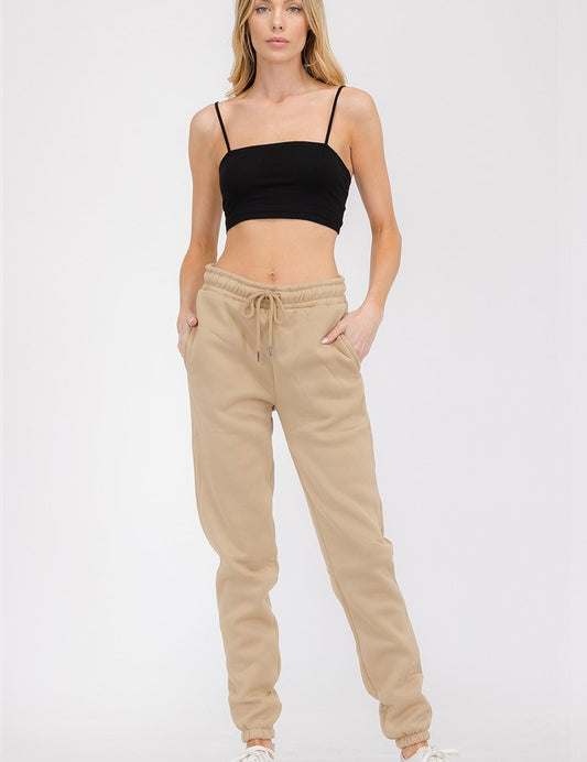 Women's Elastic Waist Jogger Sweat Pants with Pockets