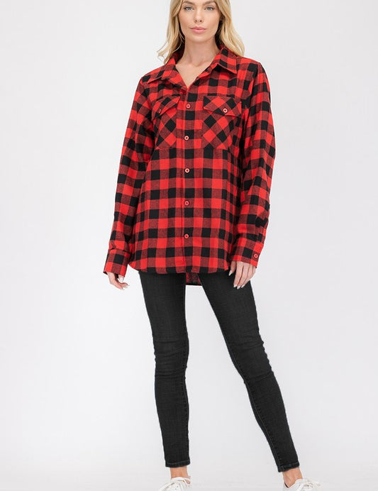 Women's Oversized Plaid Flannel Shirt