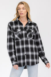 Women's Boyfriend Fit Checker Plaid Flannel Shirt