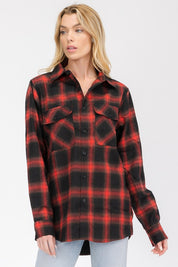 Women's Boyfriend Fit Checker Plaid Flannel Shirt