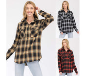 Women's Boyfriend Fit Checker Plaid Flannel Shirt