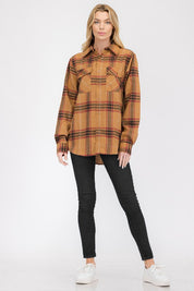 Women's Boyfriend Fit Plaid Flannel Long Sleeve Shirt