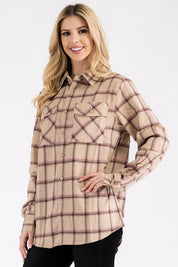 Women's Boyfriend Fit Plaid Flannel Long Sleeve Shirt