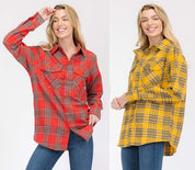 Women's Oversized Checker Plaid Flannel Shirt