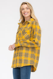 Women's Oversized Checker Plaid Flannel Shirt