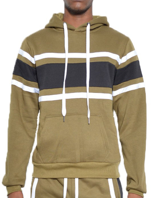 Men's Regular Fit Three Stripe Pullover Hoodie