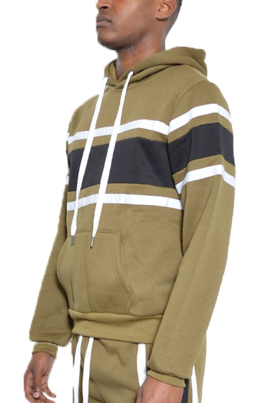 Men's Regular Fit Three Stripe Pullover Hoodie