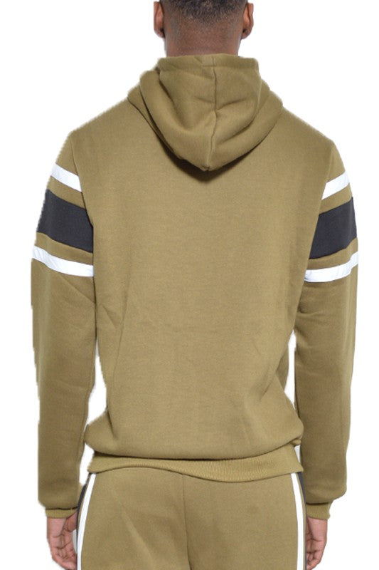 Men's Regular Fit Three Stripe Pullover Hoodie