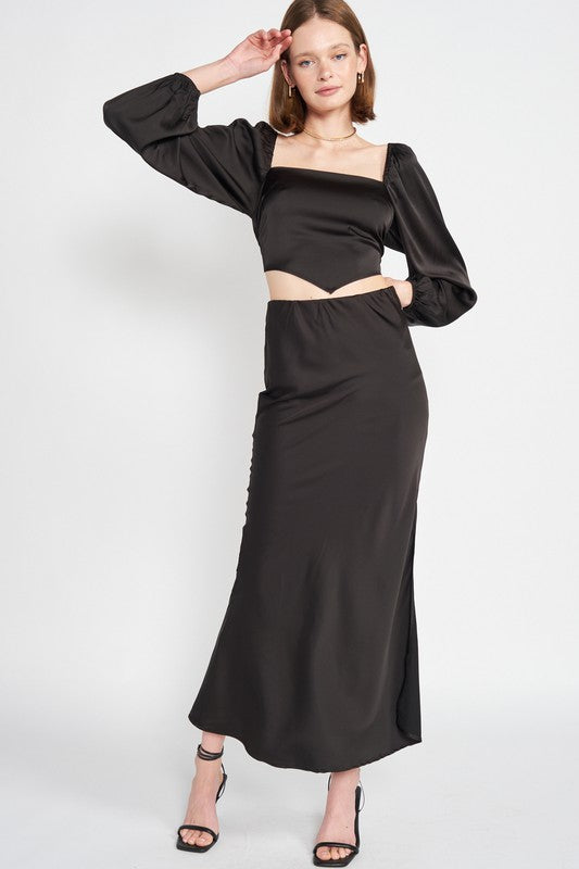 Women's Bias Cut Maxi Skirt with Slit