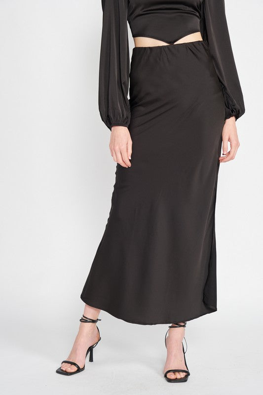 Women's Bias Cut Maxi Skirt with Slit