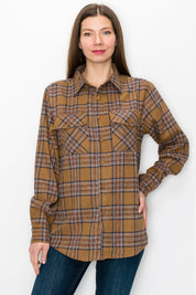 Women's Oversized Checker Plaid Flannel Shirt