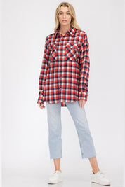 Women's Oversized Plaid Flannel Shirt