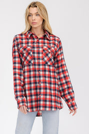 Women's Oversized Plaid Flannel Shirt