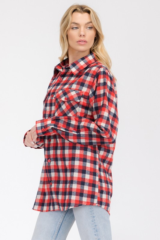 Women's Oversized Plaid Flannel Shirt