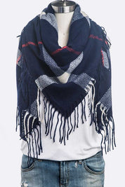 Women's Soft Plaid Fringe Square Scarf