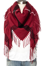 Women's Soft Plaid Fringe Square Scarf