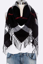 Women's Soft Plaid Fringe Square Scarf