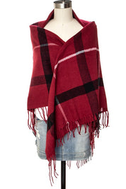 Women's Soft Plaid Fringe Square Scarf