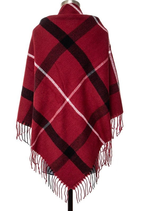 Women's Soft Plaid Fringe Square Scarf