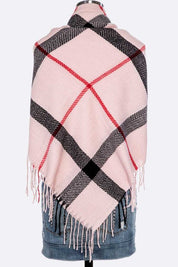 Women's Soft Plaid Fringe Square Scarf