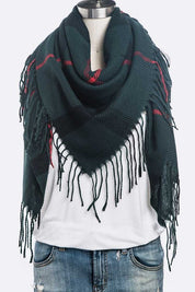 Women's Soft Plaid Fringe Square Scarf