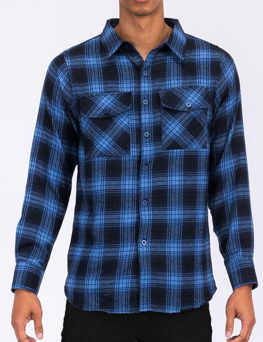 Men's Regular Fit Checker Plaid Flannel Shirt