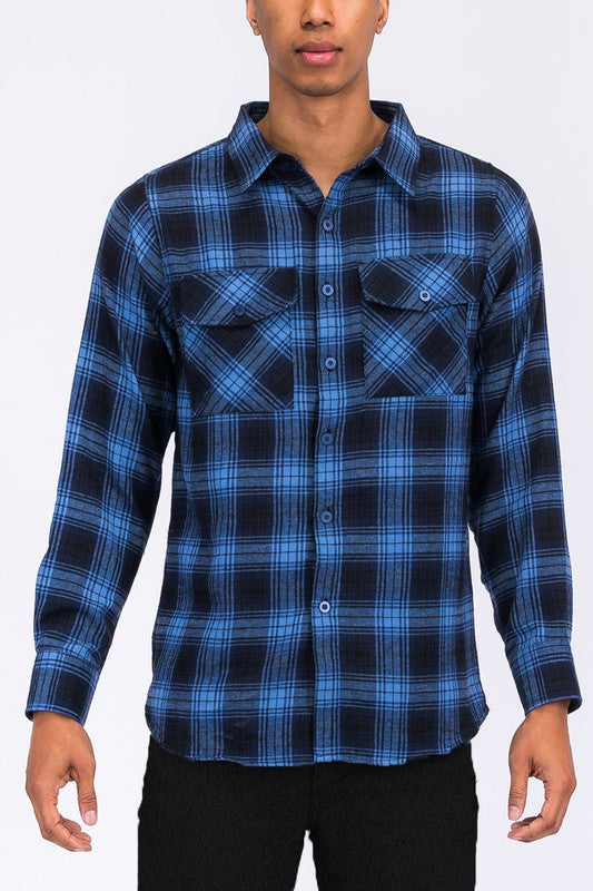 Men's Regular Fit Checker Plaid Flannel Shirt