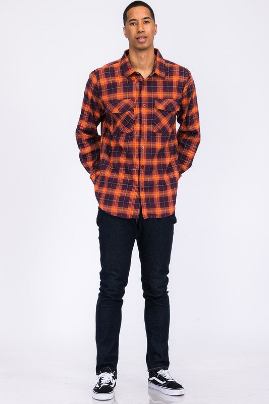 Men's Regular Fit Checker Plaid Flannel Shirt