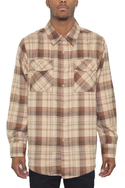 Men's Regular Fit Checkered Flannel Long Sleeve Shirt