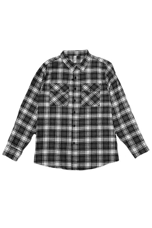 Women's Oversized Plaid Flannel Long Sleeve Shirt