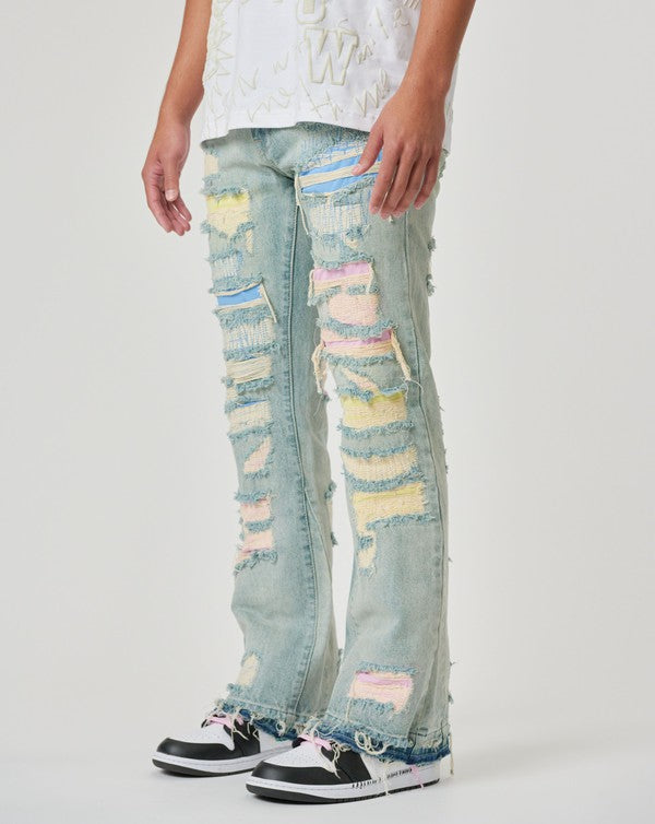 Men's Casual Straight Distressed Denim Jeans