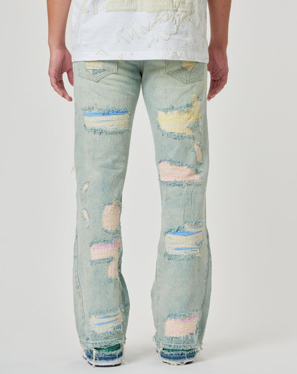 Men's Casual Straight Distressed Denim Jeans