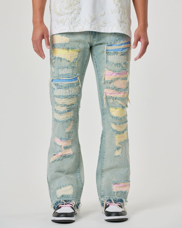 Men's Casual Straight Distressed Denim Jeans