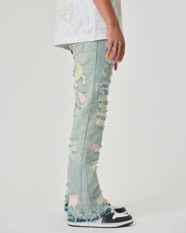 Men's Casual Straight Distressed Denim Jeans