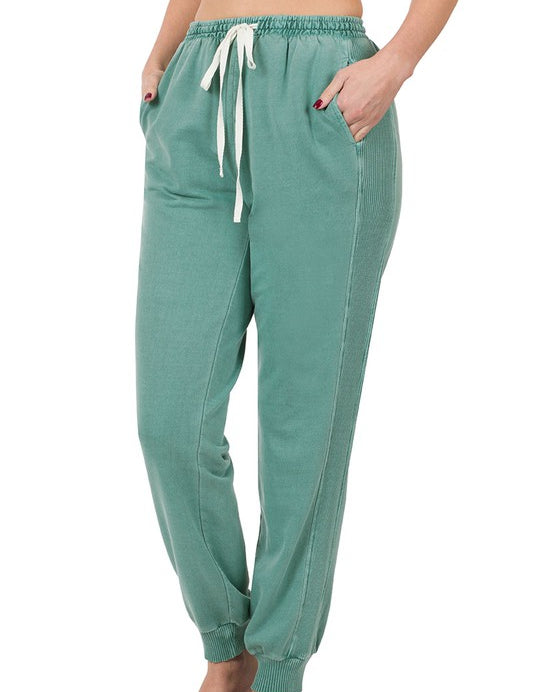 Pigment Dye Drawstring Waist Jogger Pants