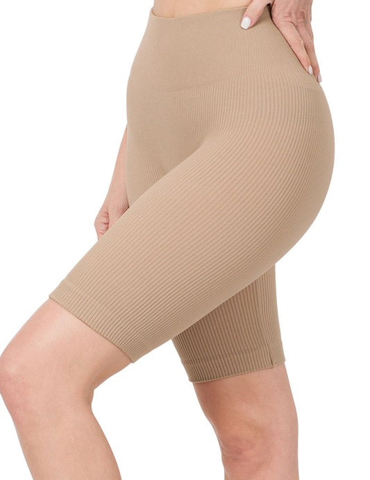 Seamless Ribbed High Waist Biker Shorts