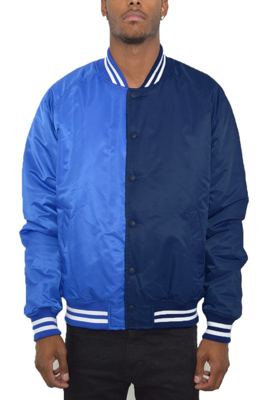 Men's Color Block Varsity Bomber Jacket