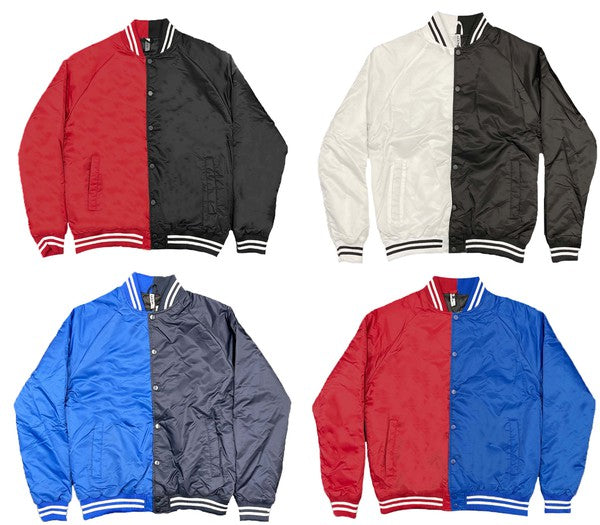 Men's Color Block Varsity Bomber Jacket