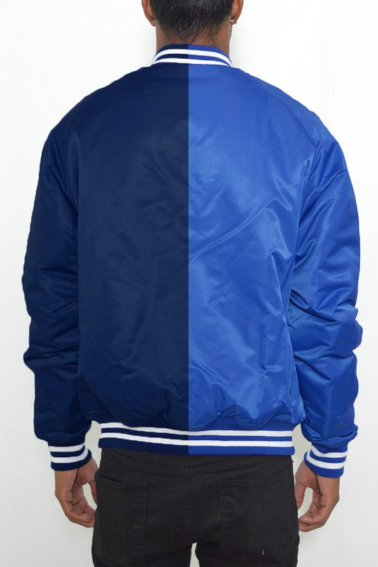 Men's Color Block Varsity Bomber Jacket