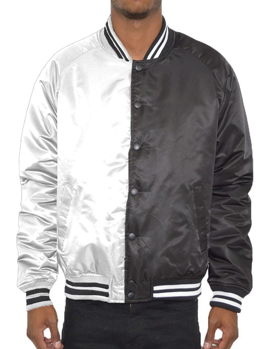 Men's Color Block Varsity Bomber Jacket