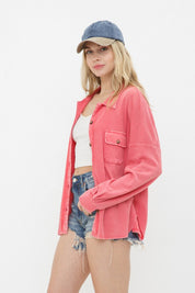 Women's Relaxed Textured Knit Shirt Jacket