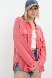 Women's Relaxed Textured Knit Shirt Jacket